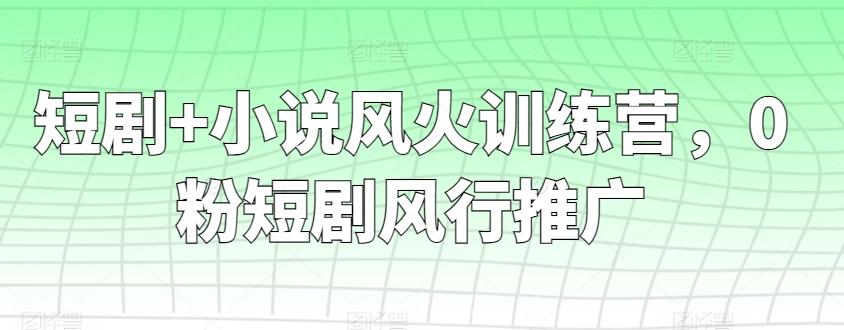 短剧+小说风火训练营，0粉短剧风行推广-kf网创