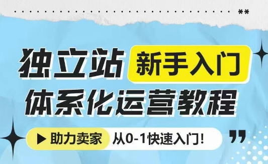 独立站新手入门体系化运营教程，助力独立站卖家从0-1快速入门!-kf网创