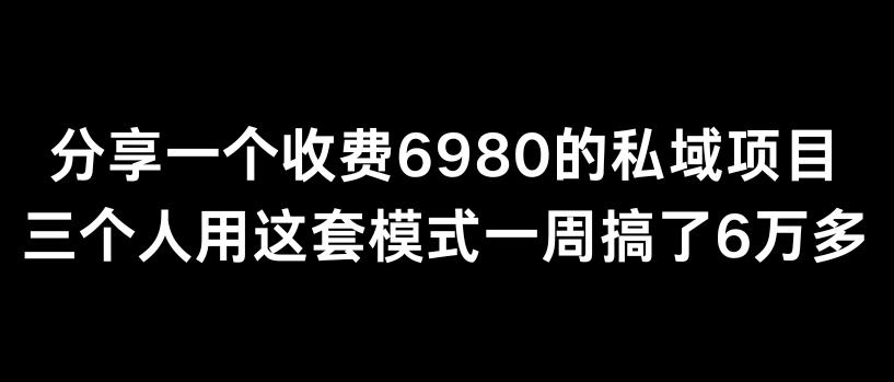 分享一个外面卖6980的私域项目三个人用这套模式一周搞了6万多【揭秘】-kf网创