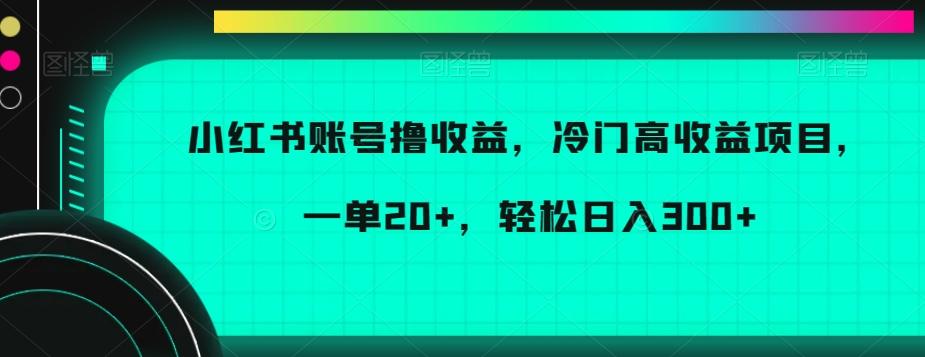 小红书账号撸收益，冷门高收益项目，一单20+，轻松日入300+【揭秘】-kf网创