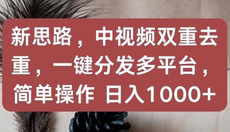 新思路，中视频双重去重，一键分发多平台，简单操作，日入1000+【揭秘】-kf网创