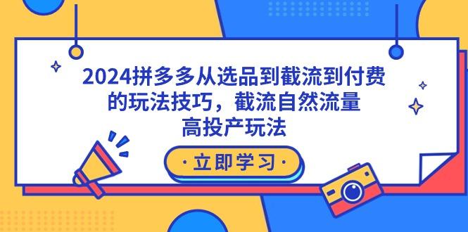 2024拼多多从选品到截流到付费的玩法技巧，截流自然流量玩法，高投产玩法-kf网创