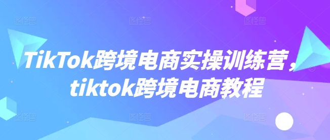 TikTok跨境电商实操训练营，tiktok跨境电商教程-kf网创