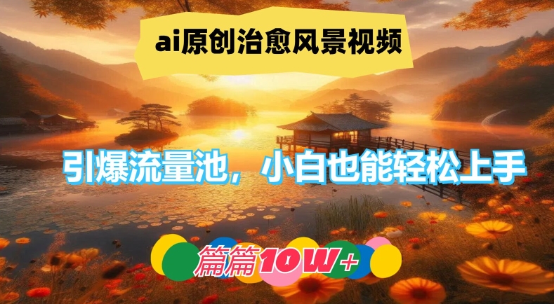 ai原创治愈风景视频，引爆流量池，小白也能轻松上手，篇篇10w+【揭秘】-kf网创