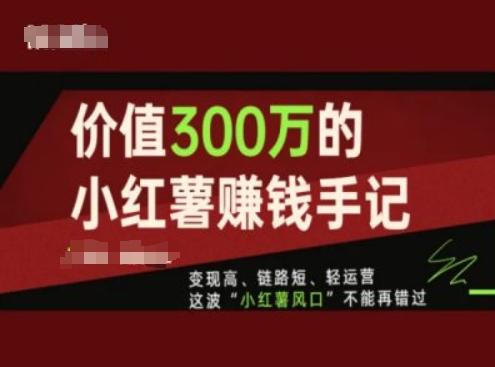 价值300万的小红书赚钱手记，变现高、链路短、轻运营，这波“小红薯风口”不能再错过-kf网创