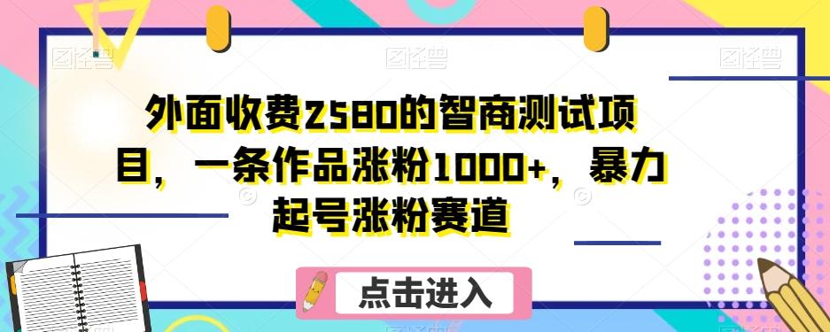 外面收费2580的智商测试项目，一条作品涨粉1000+，暴力起号涨粉赛道【揭秘】-kf网创