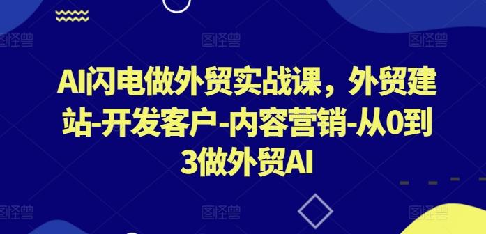 AI闪电做外贸实战课，​外贸建站-开发客户-内容营销-从0到3做外贸AI-kf网创