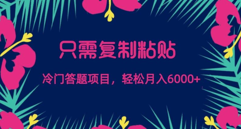 只需复制粘贴，冷门答题项目，轻松月入6000-kf网创