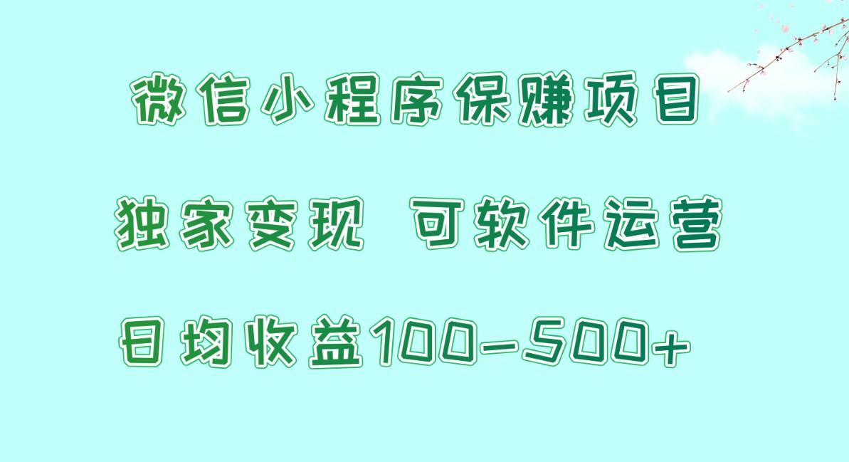 微信小程序保赚项目，日均收益100~500+，独家变现，可软件运营-kf网创