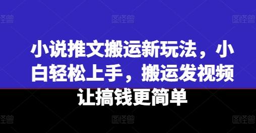 小说推文搬运新玩法，小白轻松上手，搬运发视频让搞钱更简单-kf网创
