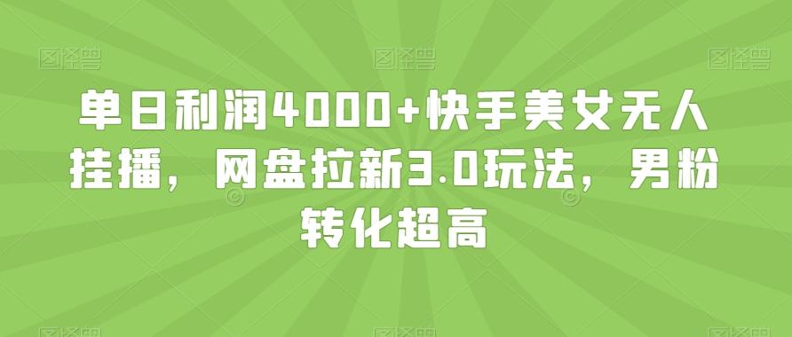 单日利润4000+快手美女无人挂播，网盘拉新3.0玩法，男粉转化超高【揭秘】-kf网创