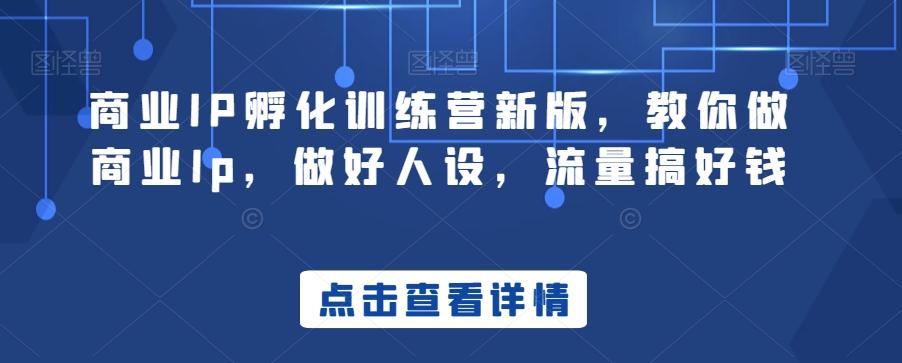 商业IP孵化训练营新版，教你做商业Ip，做好人设，流量搞好钱-kf网创