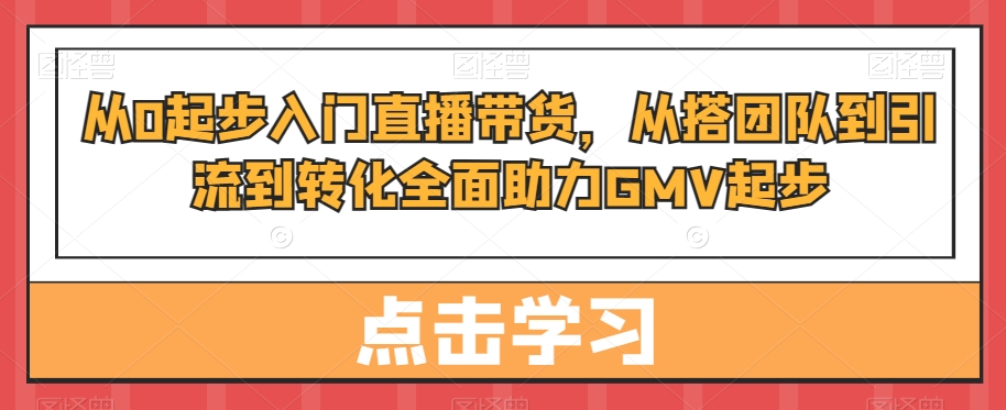 从0起步入门直播带货，​从搭团队到引流到转化全面助力GMV起步-kf网创