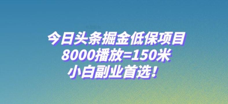今日头条掘金低保项目，8000播放=150米，小白副业首选【揭秘】-kf网创