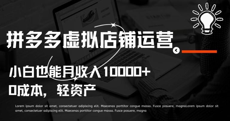 拼多多虚拟店铺运营小白也能月收入10000+【揭秘】-kf网创