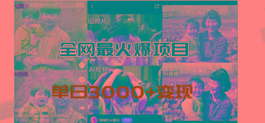 全网爆火的AI让老照片动起来教程，蹭热点日赚3000+，内含免费工具一键...-kf网创