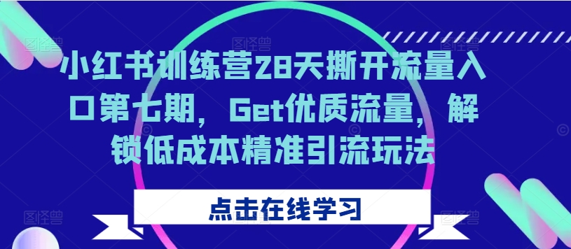 小红书训练营28天撕开流量入口第七期，Get优质流量，解锁低成本精准引流玩法-kf网创