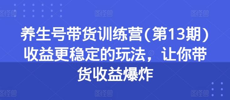 养生号带货训练营(第13期)收益更稳定的玩法，让你带货收益爆炸-kf网创