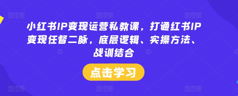 小红书IP变现运营私教课，打通红书IP变现任督二脉，底层逻辑、实操方法、战训结合-kf网创