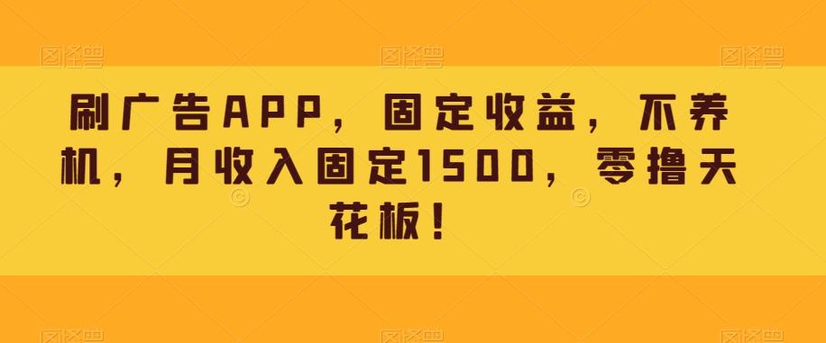 刷广告APP，固定收益，不养机，月收入固定1500，零撸天花板！-kf网创