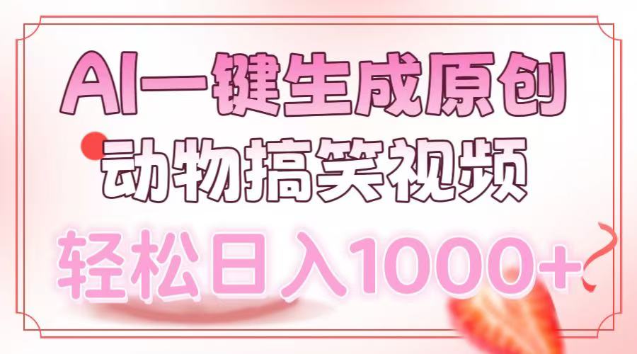 AI一键生成原创动物搞笑视频，轻松日入1000+-kf网创