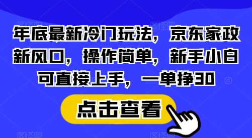年底最新冷门玩法，京东家政新风口，操作简单，新手小白可直接上手，一单挣30【揭秘】-kf网创