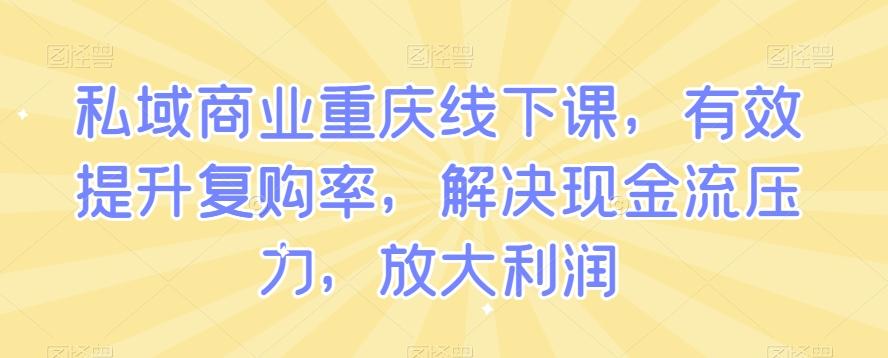 私域商业重庆线下课，有效提升复购率，解决现金流压力，放大利润-kf网创