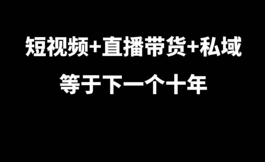 短视频+直播带货+私域等于下一个十年，大佬7年实战经验总结-kf网创