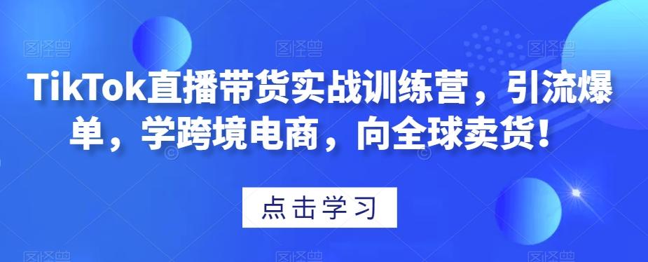 TikTok直播带货实战训练营，引流爆单，学跨境电商，向全球卖货！-kf网创