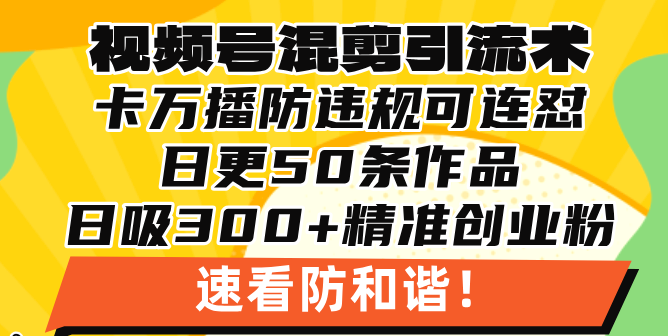 视频号混剪引流技术，500万播放引流17000创业粉，操作简单当天学会-kf网创