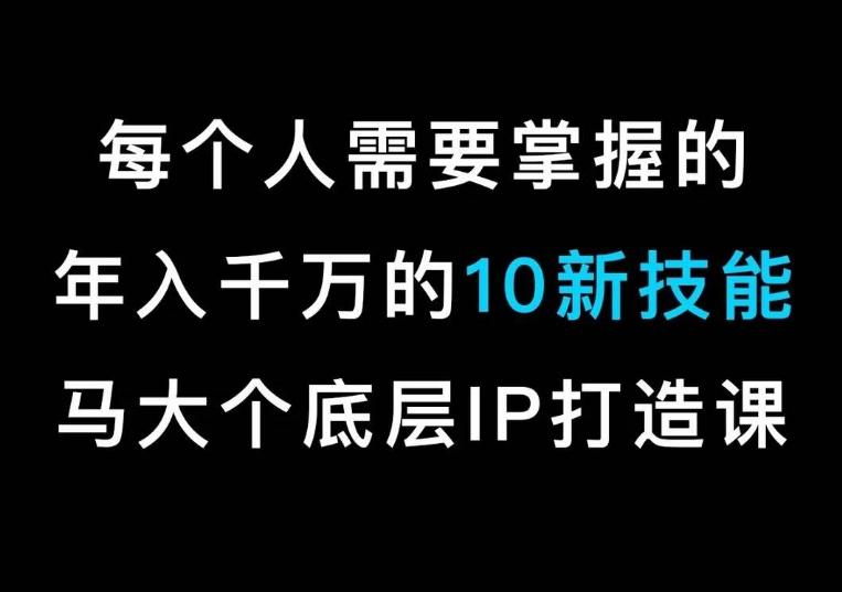 马大个的IP底层逻辑课，​每个人需要掌握的年入千万的10新技能，约会底层IP打造方法！-kf网创