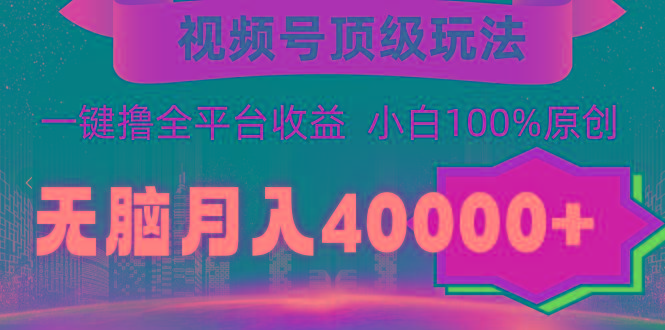 (9281期)视频号顶级玩法，无脑月入40000+，一键撸全平台收益，纯小白也能100%原创-kf网创