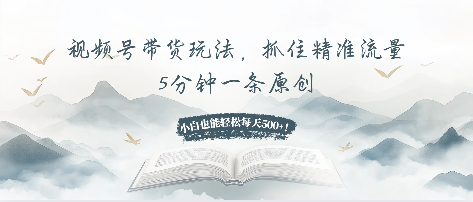 视频号带货玩法，抓住精准流量，5分钟一条原创，小白也能轻松每天500+！-kf网创
