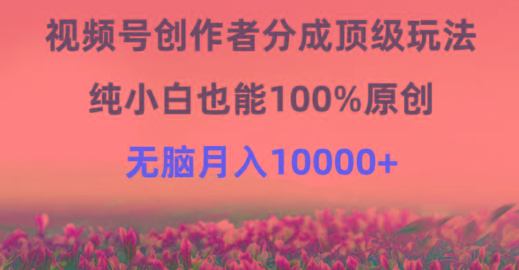 (9608期)视频号创作者分成顶级玩法，纯小白也能100%原创，无脑月入10000+-kf网创