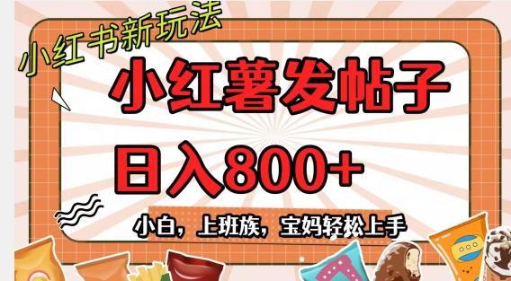 小红薯发日常帖子，日入800+小白专属项目可批量操作-kf网创