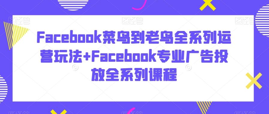 Facebook菜鸟到老鸟全系列运营玩法+Facebook专业广告投放全系列课程-kf网创
