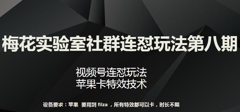 梅花实验室社群连怼玩法第八期，视频号连怼玩法 苹果卡特效技术【揭秘】-kf网创