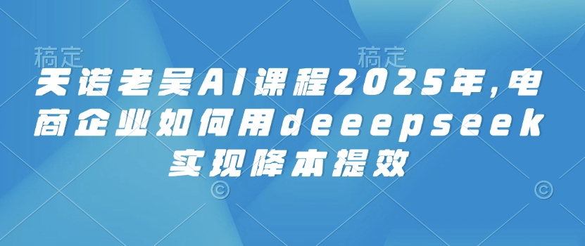 天诺老吴AI课程2025年，电商企业如何用deeepseek实现降本提效-kf网创