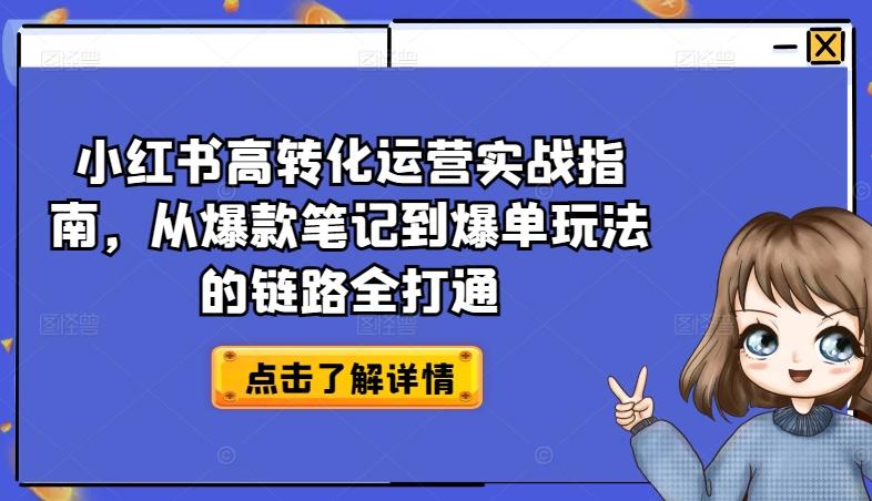 小红书高转化运营实战指南，从爆款笔记到爆单玩法的链路全打通-kf网创