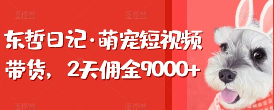 东哲日记·萌宠短视频带货，2天佣金9000+-kf网创