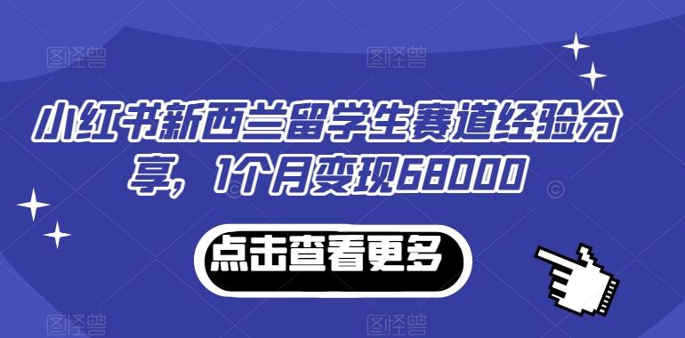 小红书新西兰留学生赛道经验分享，1个月变现68000【揭秘】-kf网创