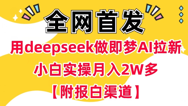 用deepseek做即梦Ai拉新 小白实操月入过W+【附报白渠道】-kf网创