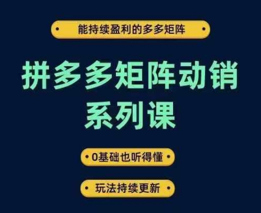 拼多多矩阵动销系列课，能持续盈利的多多矩阵，0基础也听得懂，玩法持续更新-kf网创
