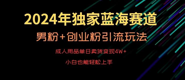 2024年独家蓝海赛道，成人用品单日卖货变现4W+，男粉+创业粉引流玩法，不愁搞不到流量【揭秘】-kf网创