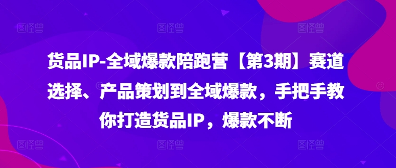 货品IP全域爆款陪跑营【第3期】赛道选择、产品策划到全域爆款，手把手教你打造货品IP，爆款不断-kf网创