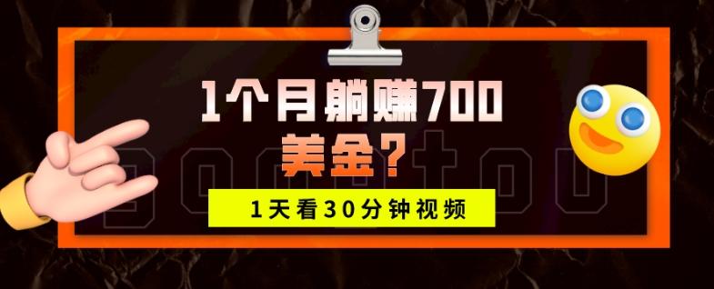 1天看30分钟视频，1个月躺赚700美金？-kf网创