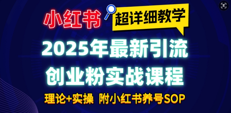 2025年最新小红书引流创业粉实战课程【超详细教学】小白轻松上手，月入1W+，附小红书养号SOP-kf网创
