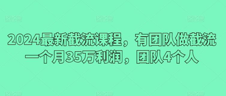 2024最新截流课程，有团队做截流一个月35万利润，团队4个人-kf网创