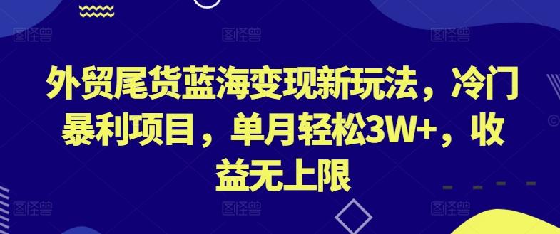 外贸尾货蓝海变现新玩法，冷门暴利项目，单月轻松3W+，收益无上限【揭秘】-kf网创