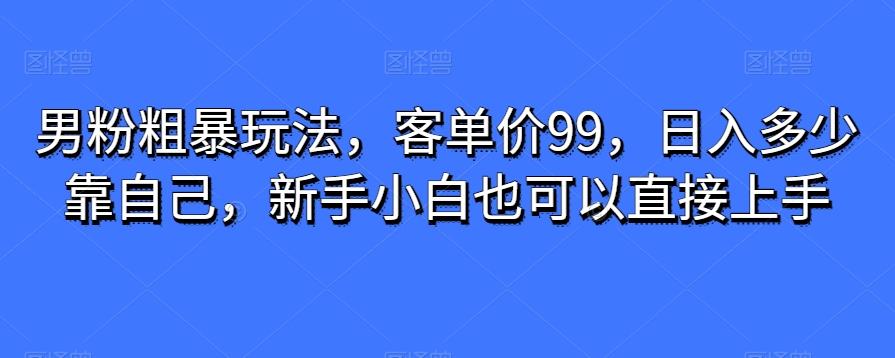 男粉粗暴玩法，客单价99，日入多少靠自己，新手小白也可以直接上手-kf网创